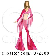 Poster, Art Print Of Faceless Caucasian Female Model Wearing A Pink 70s Styled Shirt And Bell Bottoms