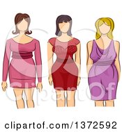 Poster, Art Print Of Sketched Faceless Caucasian Plus Size Models Wearing Dresses