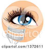 Poster, Art Print Of Womans Blue Eye With A Lash Curler