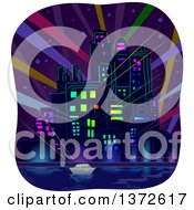 Poster, Art Print Of City At Night With Strobe Lights