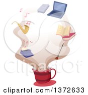 Poster, Art Print Of Coffee Cup With Common Hobby Icons In The Steam