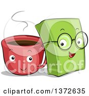 Happy Coffee Cup And Book Characters