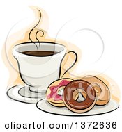 Poster, Art Print Of Plate Of Donuts And Hot Coffee