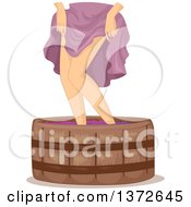 Clipart Of A Woman Holding Up Her Skirt And Stomping Wine Grapes Royalty Free Vector Illustration