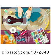 Poster, Art Print Of Womans Hands Sewing