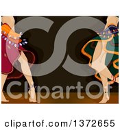 Clipart Of Two Belly Dancers Performing On Stage Royalty Free Vector Illustration