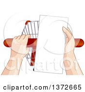 Poster, Art Print Of Persons Hands Holding A Shopping Cart Handle And List