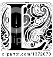 Clipart Of A Black And White Vintage Letter L Monogram Royalty Free Vector Illustration