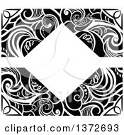 Poster, Art Print Of Black And White Vintage Swirl Floral Frame