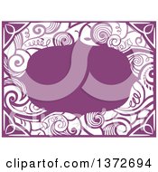Clipart Of A Purple Vintage Swirl Floral Frame Royalty Free Vector Illustration