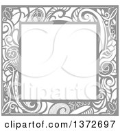 Clipart Of A Gray Vintage Swirl Floral Frame Royalty Free Vector Illustration