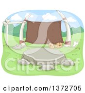 Clipart Of A Fossil And Stone Outdoor Class Room Royalty Free Vector Illustration by BNP Design Studio
