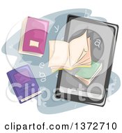 Poster, Art Print Of Tablet Or E Reader With Books