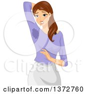 Clipart Of A Brunette White Woman Showing Her Sweaty Underarms Royalty Free Vector Illustration