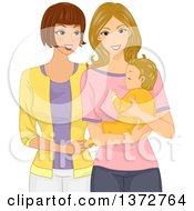 Poster, Art Print Of Caucasian Woman Visiting Her Friend And Baby