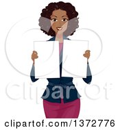 Poster, Art Print Of Happy Black Woman Holding Blank Boards