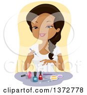 Poster, Art Print Of Happy Black Woman Painting Her Finger Nails