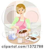 Poster, Art Print Of Blond White Woman Making Chocolates