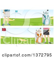 Clipart Of Website Banners Of A Man On A Golf Course Royalty Free Vector Illustration by BNP Design Studio