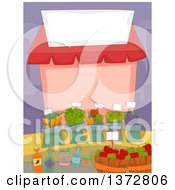 Poster, Art Print Of Farmers Market Stand With A Blank Sign