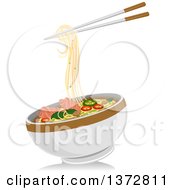 Poster, Art Print Of Pair Of Chopsticks And A Bowl Of Pho Noodles