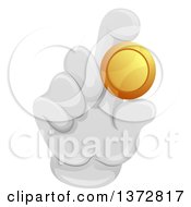 Gloved Hand Holding A Gold Coin