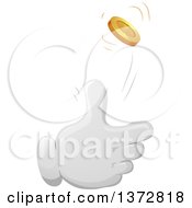 Clipart Of A Gloved Hand Tossing A Coin Royalty Free Vector Illustration