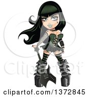 Clipart Of A Sexy Goth Woman With A Guitar Royalty Free Vector Illustration by Clip Art Mascots