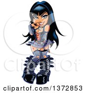 Clipart Of A Sexy Shy Gothic Pinup Woman Royalty Free Vector Illustration by Clip Art Mascots