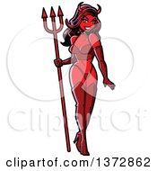 Clipart Of A Sexy Pinup Woman Devil Royalty Free Vector Illustration