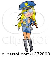 Clipart Of A Sexy Blond White Police Pinup Woman Royalty Free Vector Illustration by Clip Art Mascots
