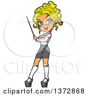 Clipart Of A Sexy Blond White Teacher Pinup Woman Royalty Free Vector Illustration