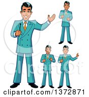 Poster, Art Print Of Happy White Male Game Show Host In Different Poses