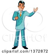 Clipart Of A Happy White Male Game Show Host Royalty Free Vector Illustration by Clip Art Mascots