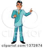 Clipart Of A Happy White Male Game Show Host Royalty Free Vector Illustration
