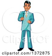 Clipart Of A Happy White Male Game Show Host Royalty Free Vector Illustration