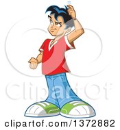 Clipart Of A Forgetful Young Man Trying To Remember Something Royalty Free Vector Illustration