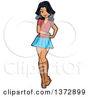 Clipart Of A Beautiful Hispanic Woman Modeling Boots A Shirt And Shirt Royalty Free Vector Illustration