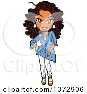 Clipart Of A Fashionable Black Woman Posing Royalty Free Vector Illustration