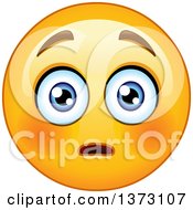 Cartoon Yellow Emoticon Smiley Emoji With A Flushed Expression
