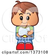 Clipart Of A Casual Brunette White Boy Avatar Royalty Free Vector Illustration