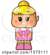 Clipart Of A Happy Blond White Girl Royalty Free Vector Illustration