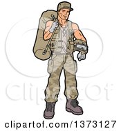Poster, Art Print Of Young White Male Soldier Carrying Gear