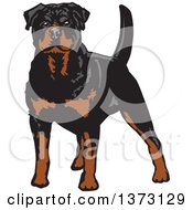 Poster, Art Print Of Standing Alert Rottweiler Dog