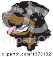 Poster, Art Print Of Happy Panting Rottweiler Dog Face