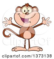 Poster, Art Print Of Happy Monkey Mascot With Open Arms