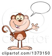 Poster, Art Print Of Happy Monkey Mascot Talking And Waving