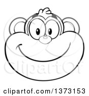Poster, Art Print Of Black And White Happy Monkey Mascot Face Smiling
