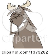 Poster, Art Print Of Cartoon Scared Moose Covering His Face