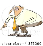 Poster, Art Print Of Cartoon Angry White Business Man Yelling And Pointing At The Ground